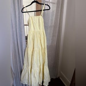 J Crew NWT Tiered Yellow and White Striped Maxi Dress